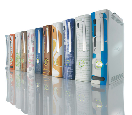 Xbox 360 consoles with custom face plates, 2006.