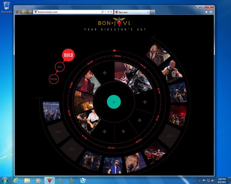 The "Bon Jovi Video Director" lets customers build their own Bon Jovi concert experience. With hardware acceleration, web video like "Bon Jovi Video Director" performs more smoothly.