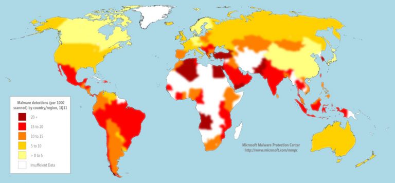Infection rates by country/region in 1Q11, by CCM