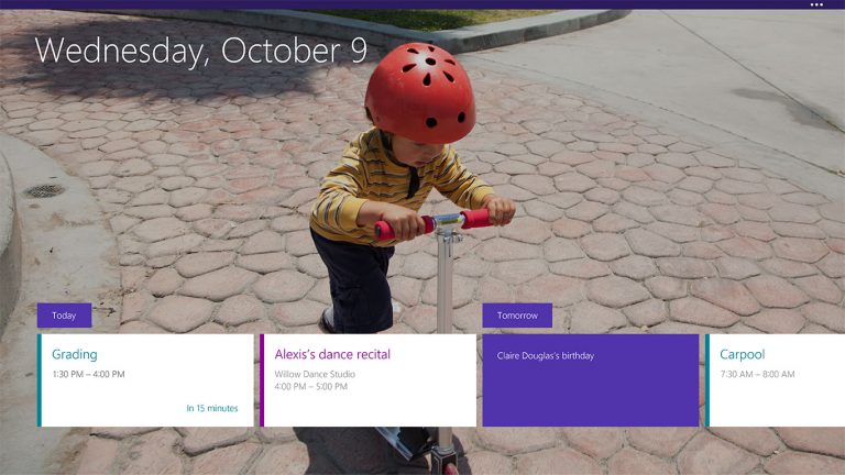 Calendar provides helpful, powerful views of your schedule and is designed to be flexible across different window sizes and devices. Calendar is optimized for Exchange, with rich support for arranging meetings and managing a busy schedule, and is great when used side-by-side with other apps. In Windows 8.1, you can quickly create events and view your schedule for multiple accounts.