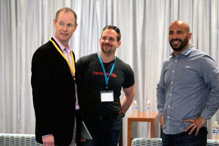 The audience engages as Satya Nadella, executive vice president, Cloud and Enterprise Division, discusses the enterprise, cloud computing and Microsoft news.