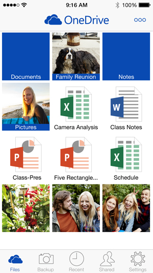 Access all your photos, videos and documents using OneDrive on iOS.