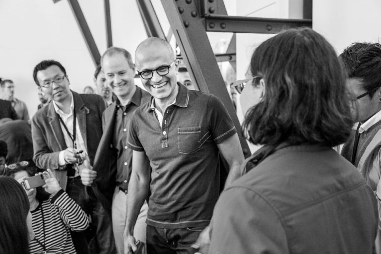 Microsoft CEO Satya Nadella joins Re/code Senior Editor Ina Fried at a press event in San Francisco on March 27, 2014. Nadella unveiled Microsoft Office for iPad and the new Enterprise Mobility Suite at the event.