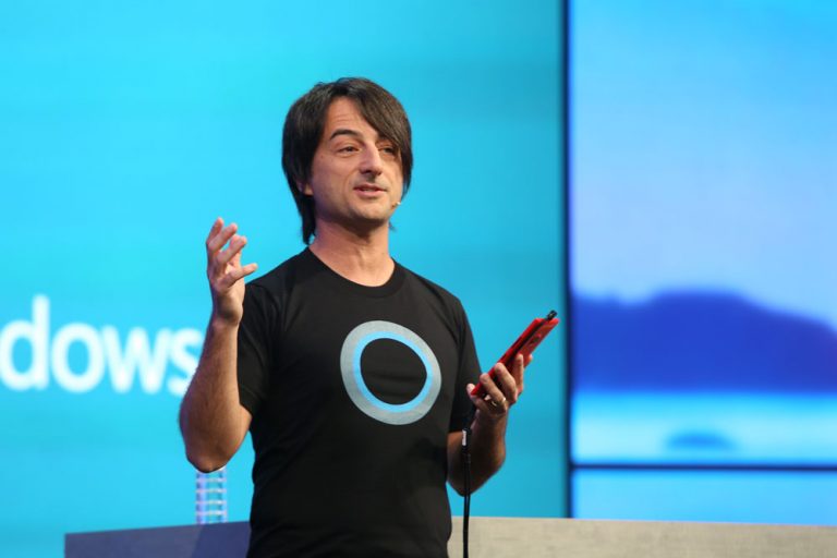 Joe Belfiore, corporate vice president, Operating Systems Group, demos Cortana, the first truly personal digital assistant.