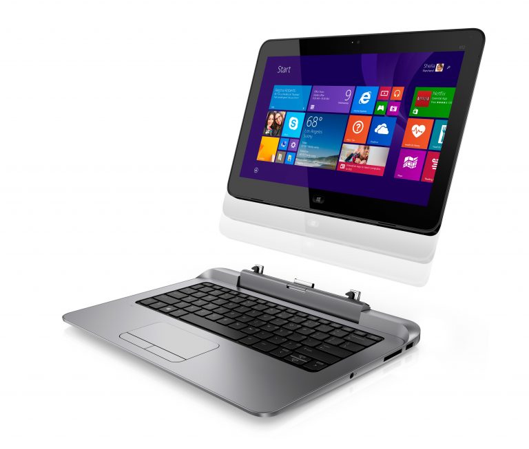 The HP Pro x2 612 2-in-1 Windows-based PC, seen on stage at the Microsoft Computex keynote 2014.