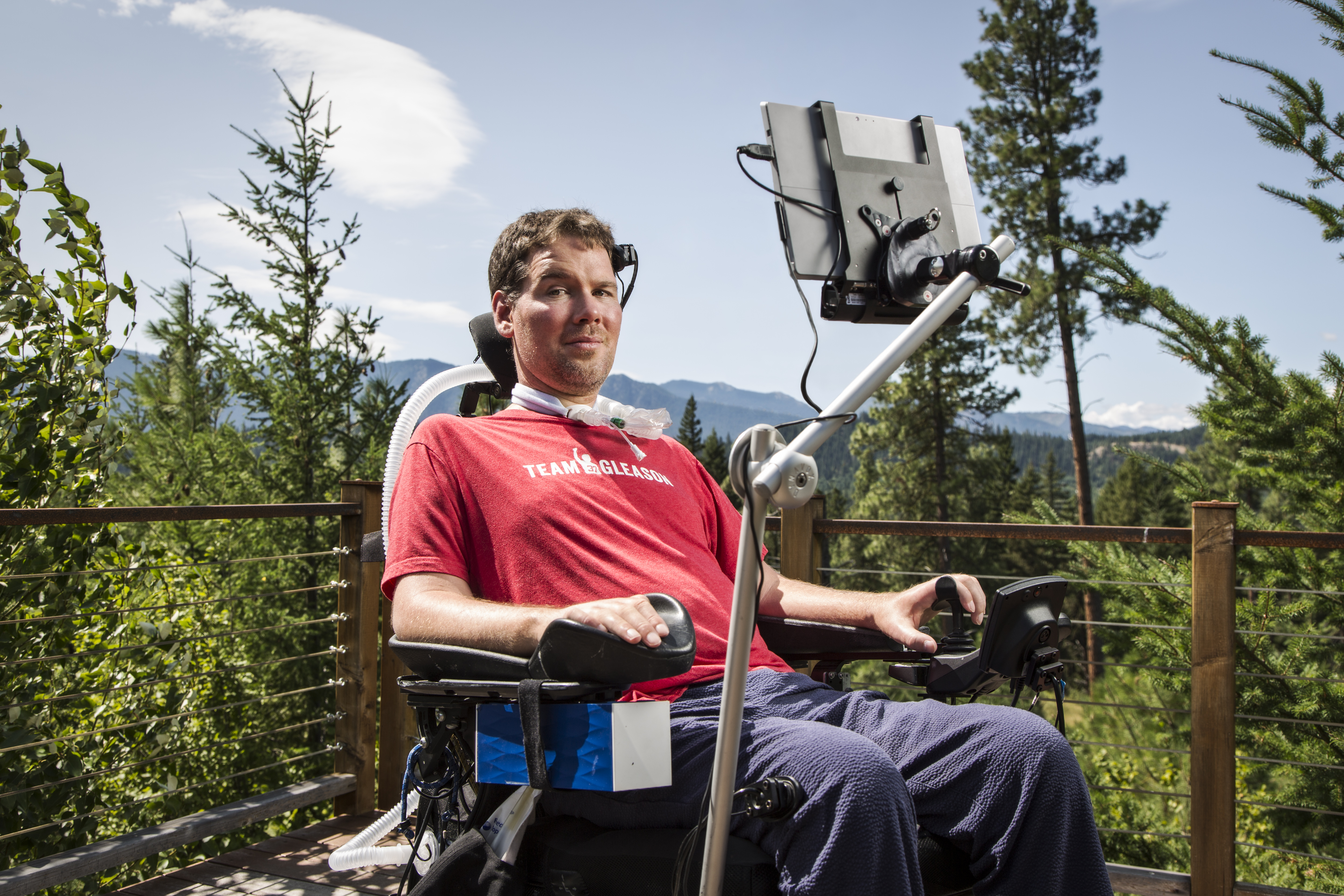 Former pro-football player Steve Gleason has inspired work on eye-gaze technology. Credit: Lucien Knuteson