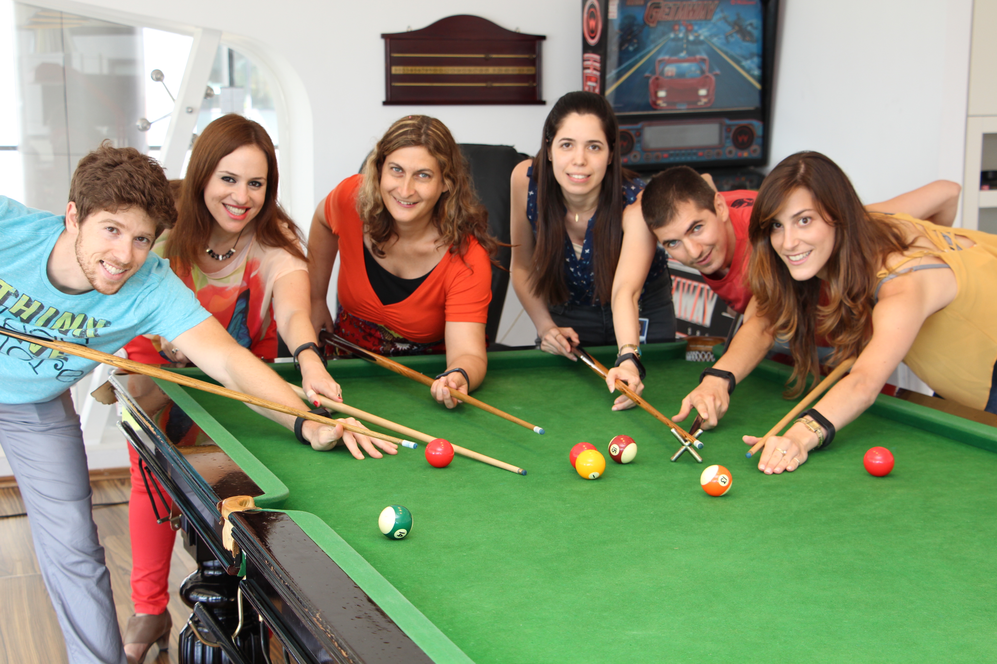 The Band-It team, from left: Uri Golani, Shelly Horowitz, Keren Master, Michal Faktor, Itay Inbar, Efrat Lecker. Not pictured: Aviv Hurvitz, Yevgeny Shapiro.