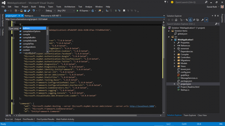 JSON editor IntelliSense