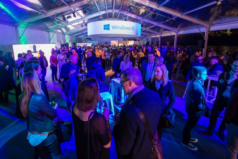 Fans celebrate the arrival of Windows 10 in Sydney