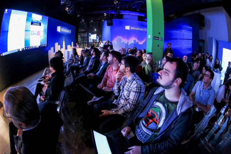 Windows 10 demo at the fan celebration in Sao Paulo