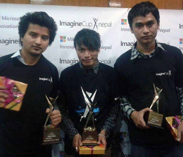 Amir GC, Sunil Lama and Sangam Shrestha won the Imagine Cup’s Nepal competition for their game “Defend Your Territory.” 