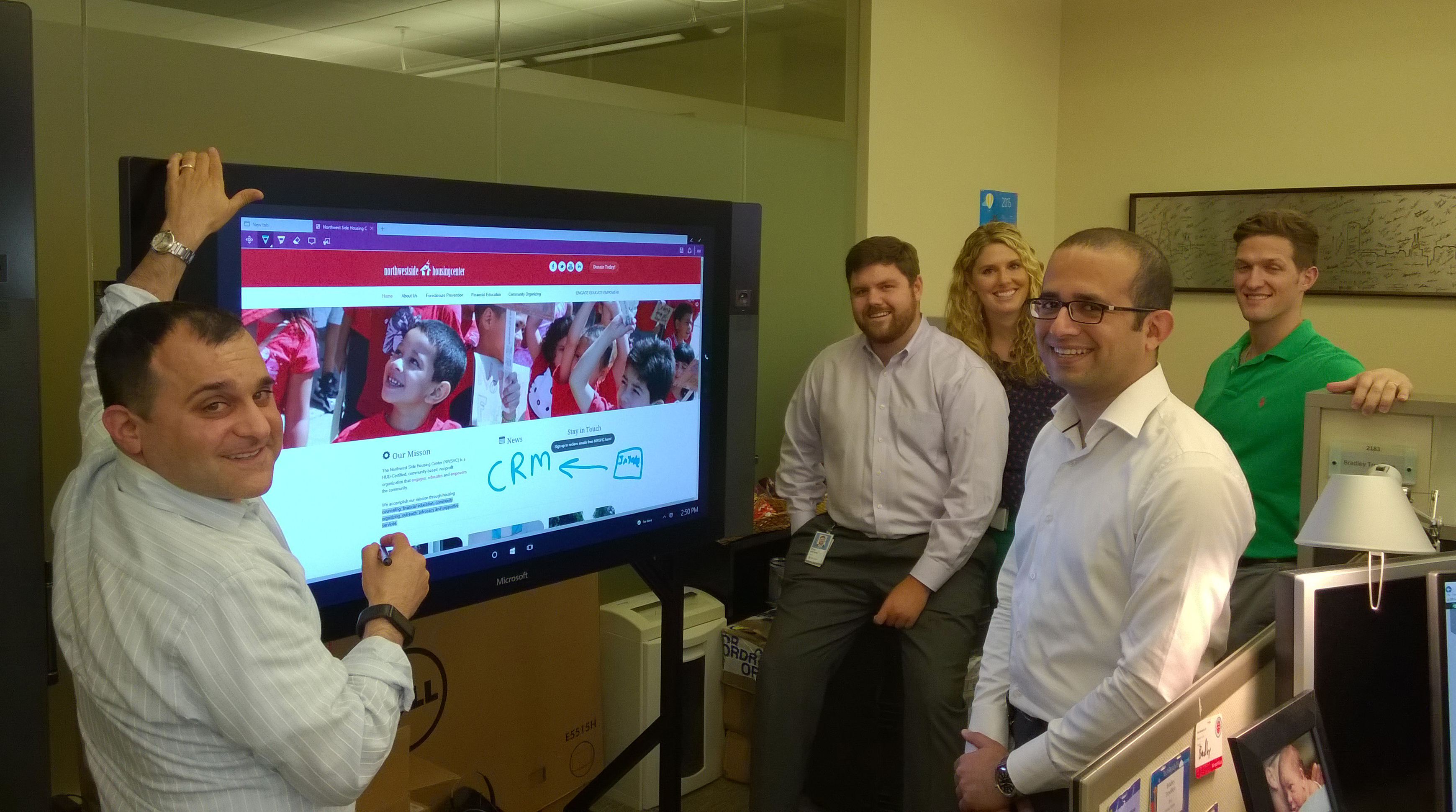 Adam J. Hecktman, left, and some of the members of the Dynamics CRM for Community Hackathon team in Chicago.