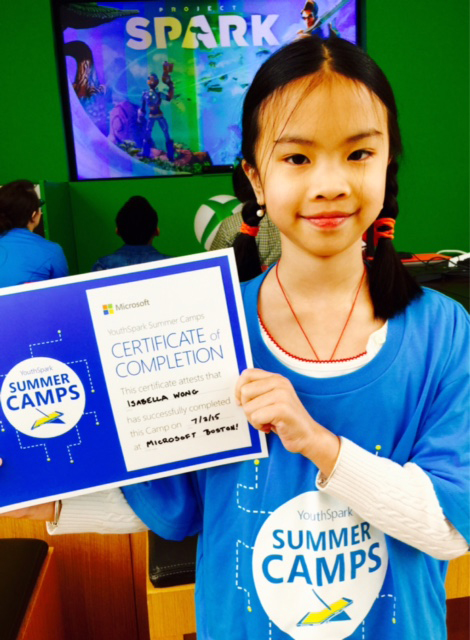Isabella Wong proudly shows her certificate of completion of a camp class this summer. Photo courtesy of Elizabeth Wong.