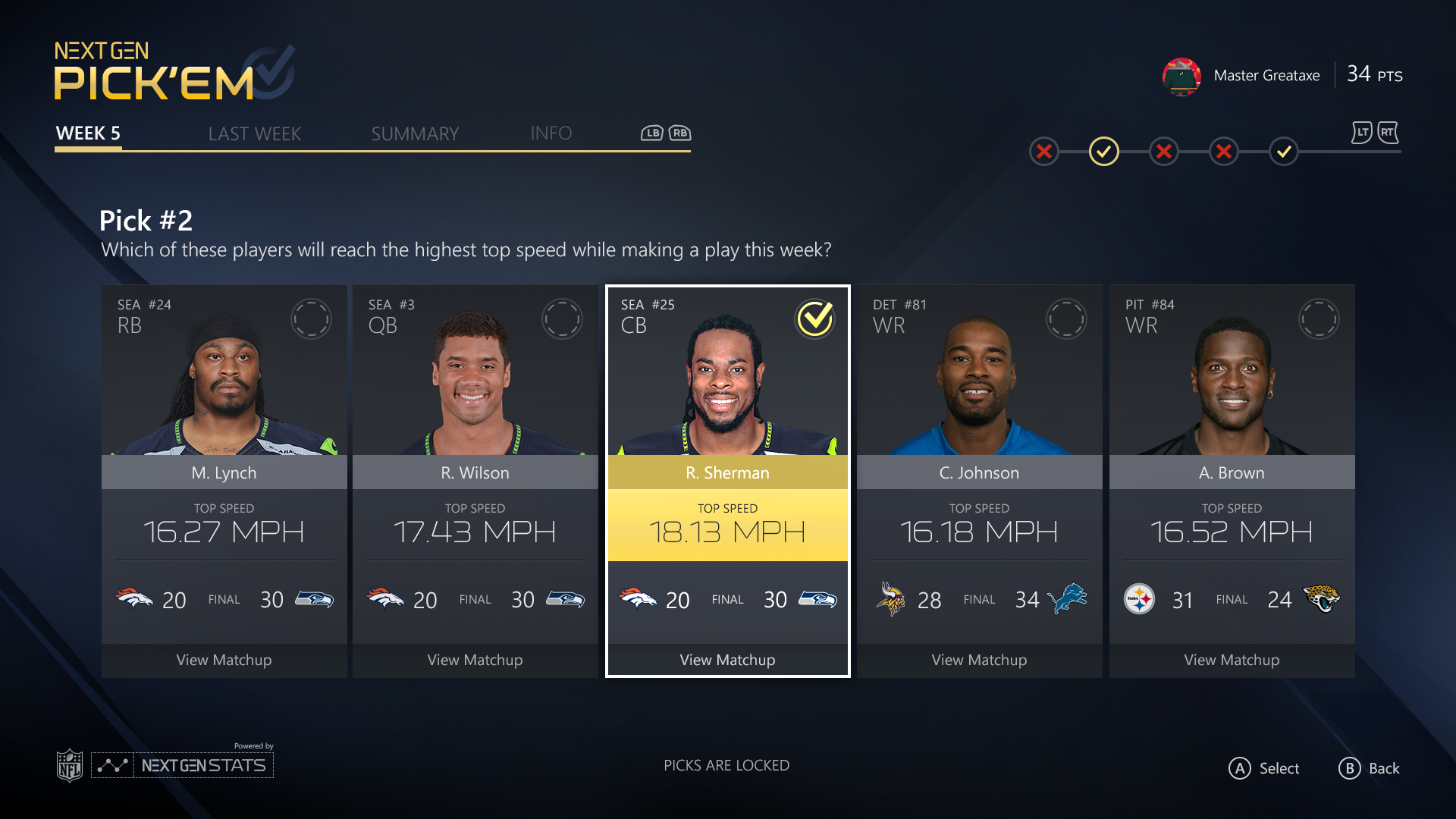 Use Next Gen Stats for picks like top speed.