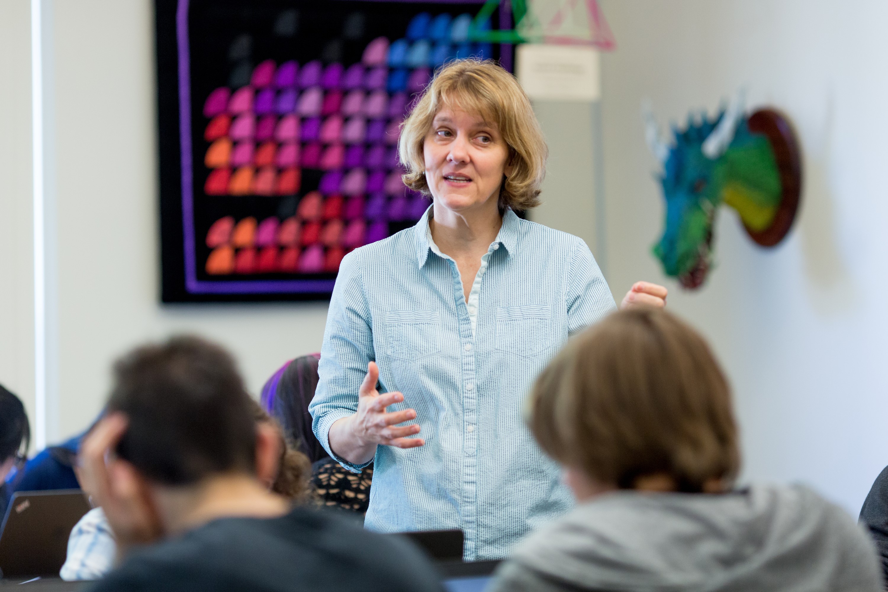 Janet Roberts, who teaches at the public International School in the state of Washington, says TEALS volunteers “have been amazing, dedicated and patient” in working with both her and the students. (Photography by Scott Eklund/Red Box Pictures)