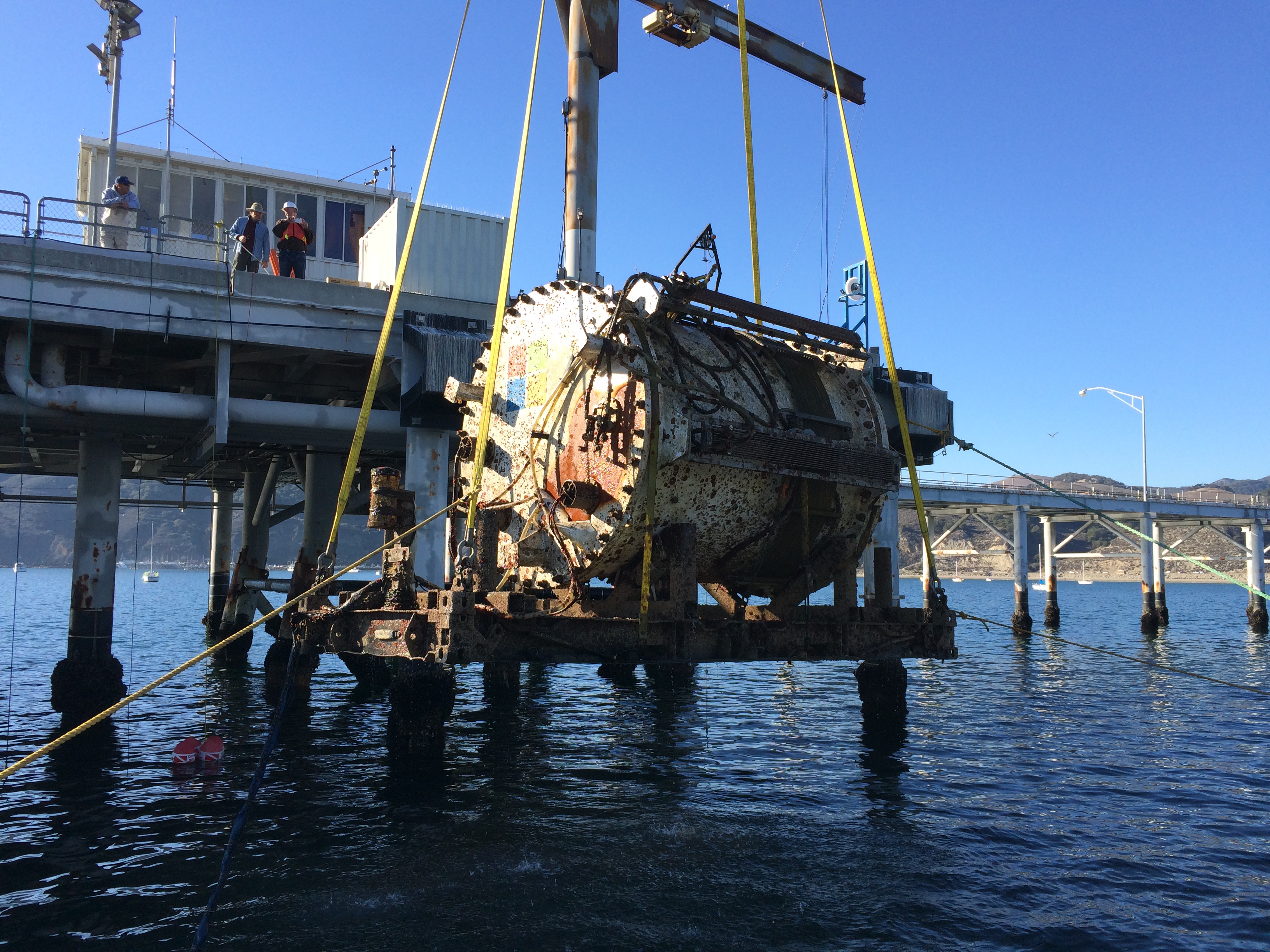 Retrieving Project Natick vessel from the ocean.