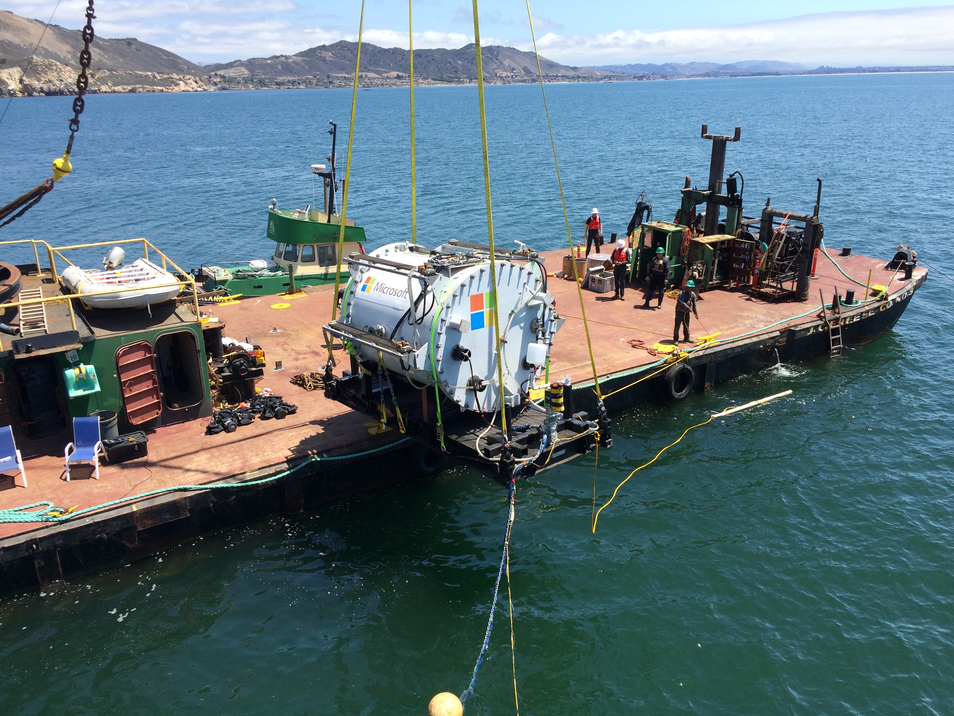 Project Natick vessel being deployed. 