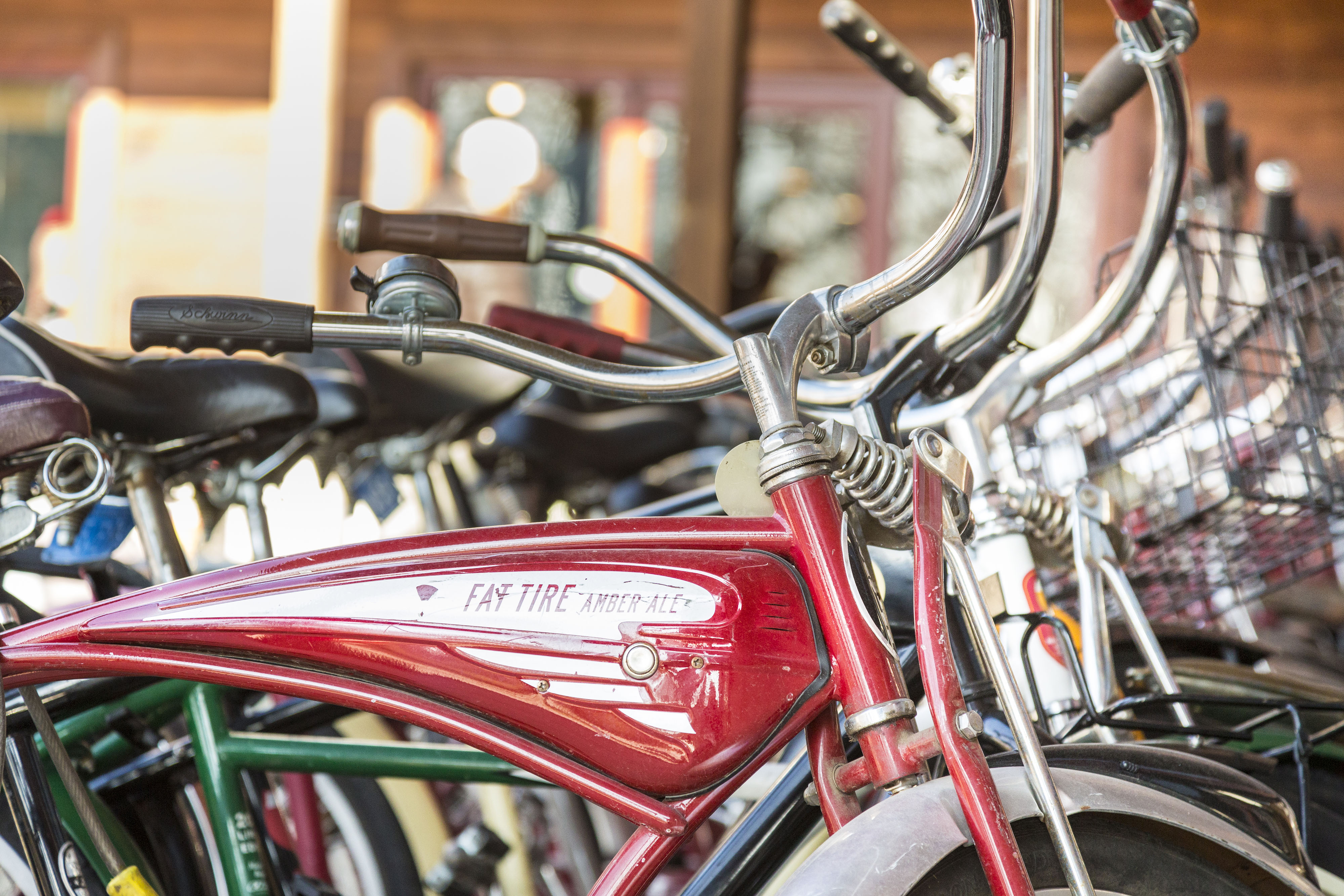 Parked next to New Belgium’s Fort Collins brewery, these custom-made bicycles are gifts every employee receives on their first work anniversary.