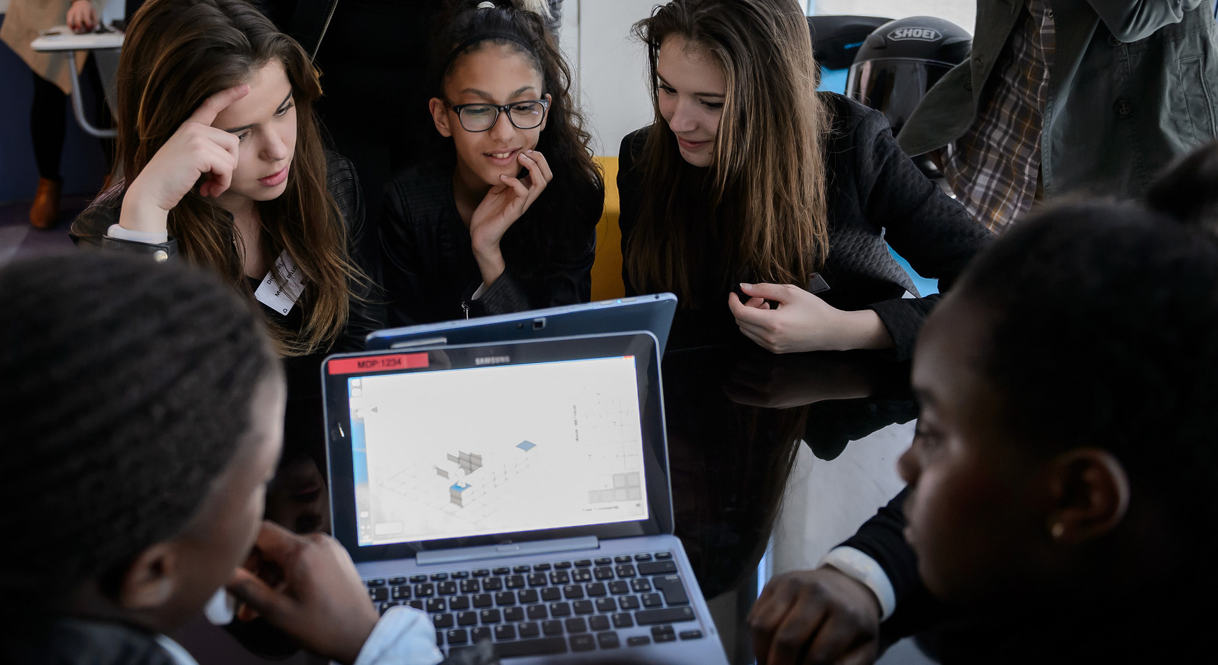 Some of the attendees at a DigiGirlz event in France in 2014.