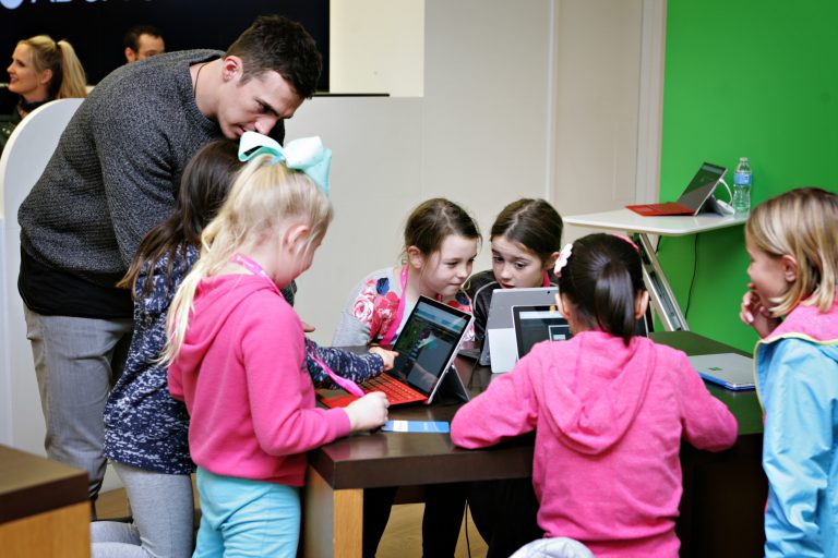 The Microsoft Store at Bellevue Square Mall teaches students how to code with free Hour of Code workshops Dec. 5-11, 2016.