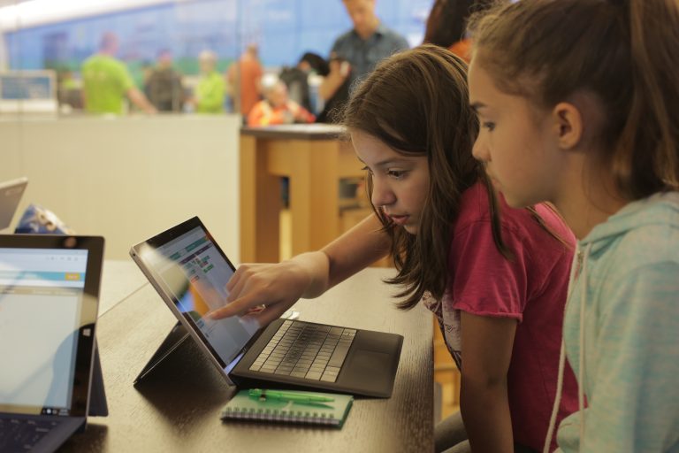 Students learn computer science at the Microsoft Store with free classes and workshops year-round.