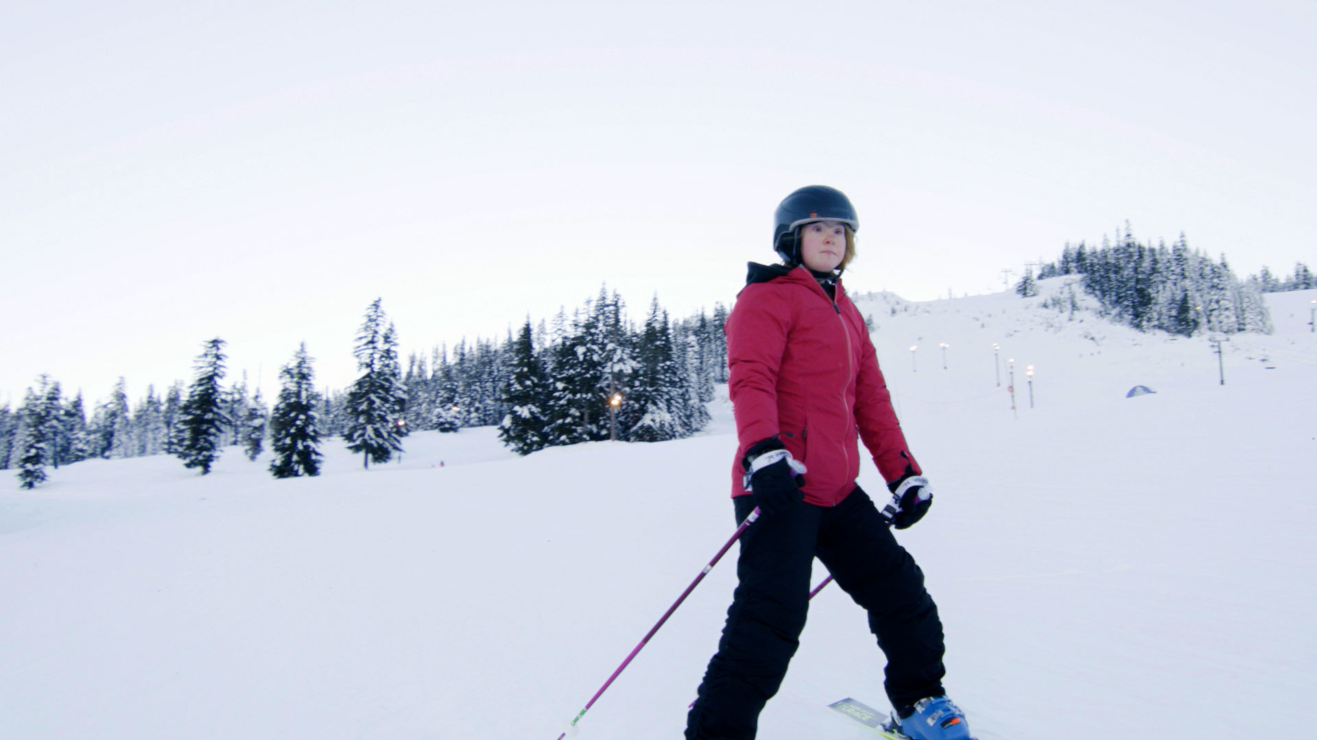 Virginia Wade skis at Snoqualmie Pass