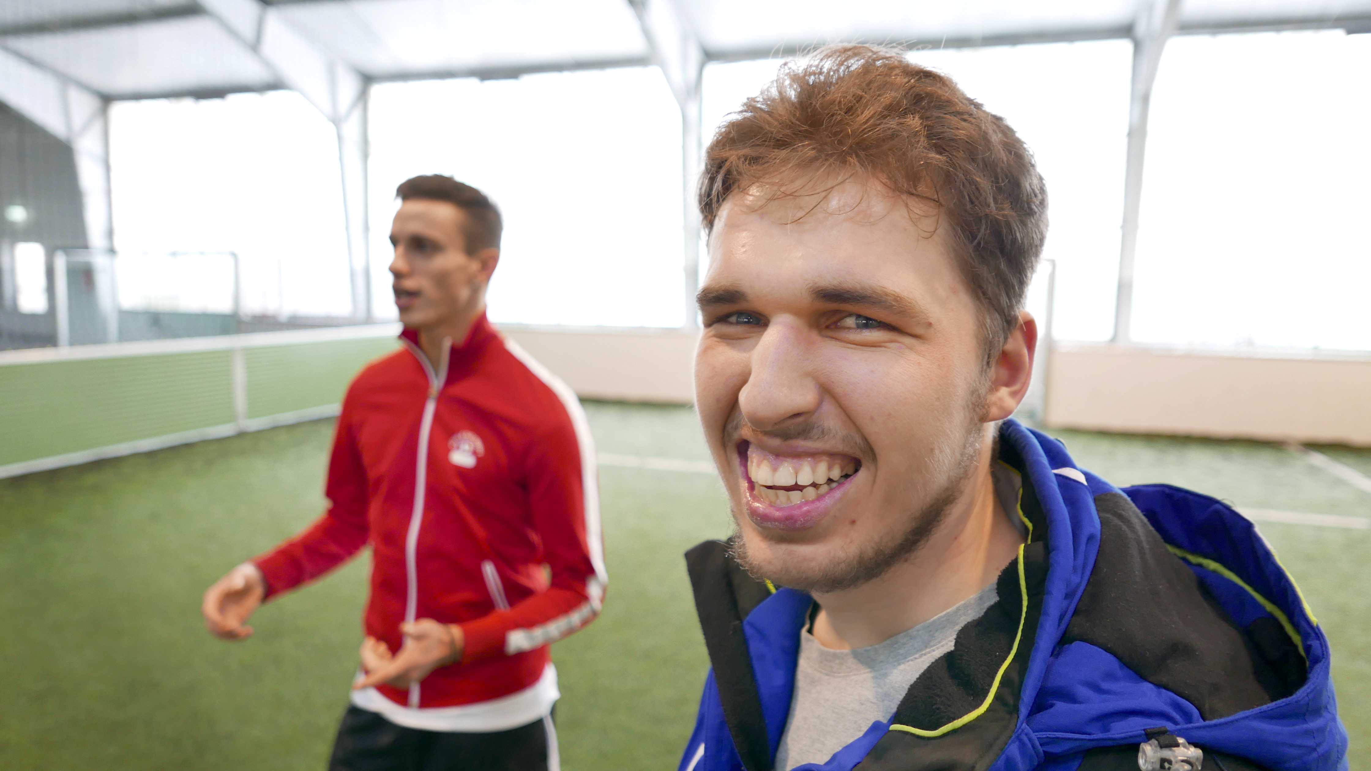 Anton Grotz, shown training recently with soccer player Daniele Bruno