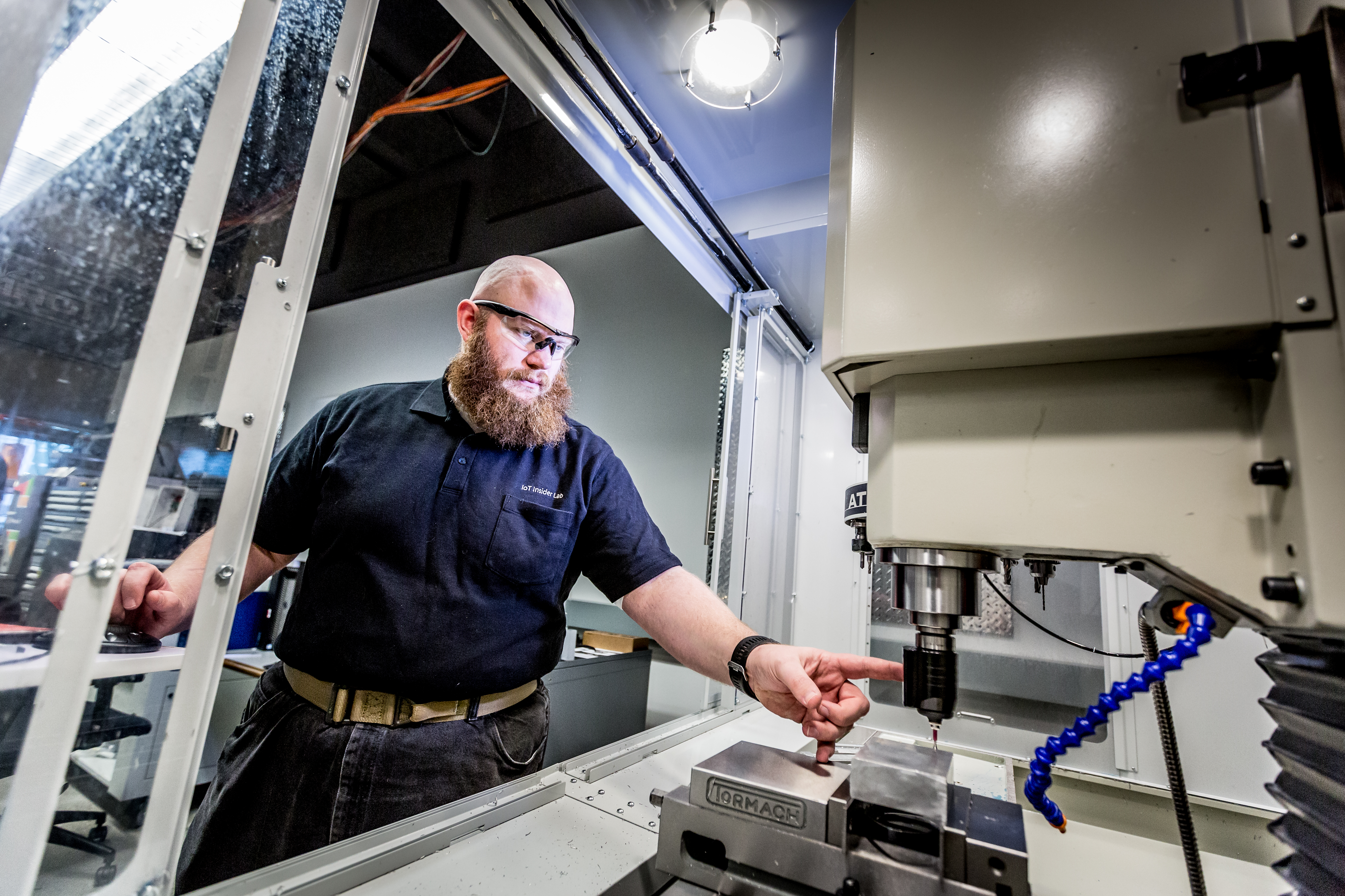 Barron Barnett spends time in the milling machine.