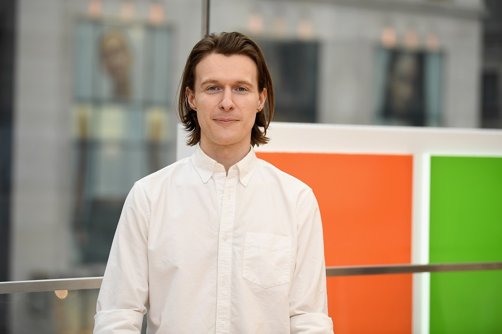 Tabor Robak in white shirt in Microsoft store