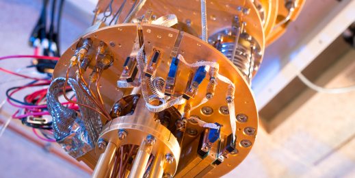 Quantum bits, or qubits, need to be at stored at very cold temperatures. Researchers use a dilution refrigerator, where a quantum device is inserted into a “puck” that will be cooled down to millikelvin temperatures.