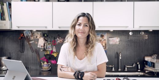 Ariela Suster surrounded by her corded bracelets