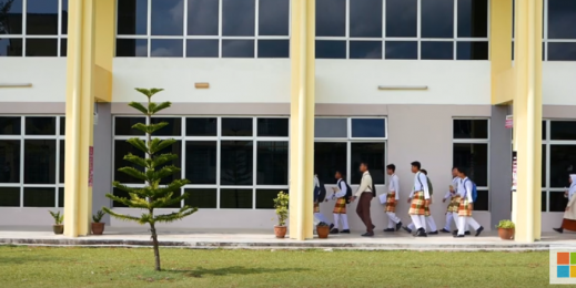students walk to class