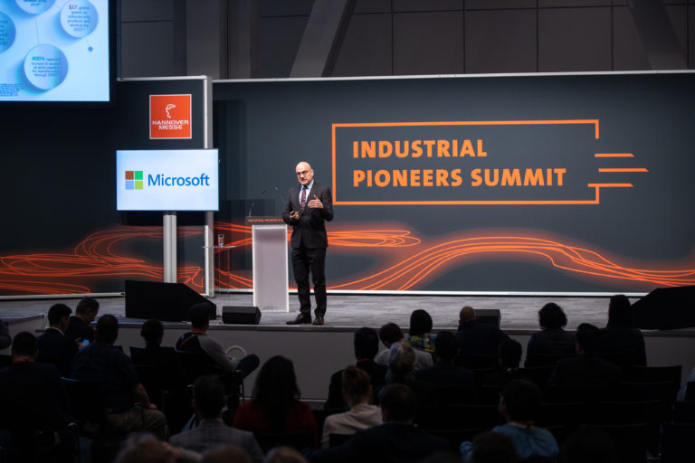 Caglayan Arkan speaking at Industrial Pioneers Summit