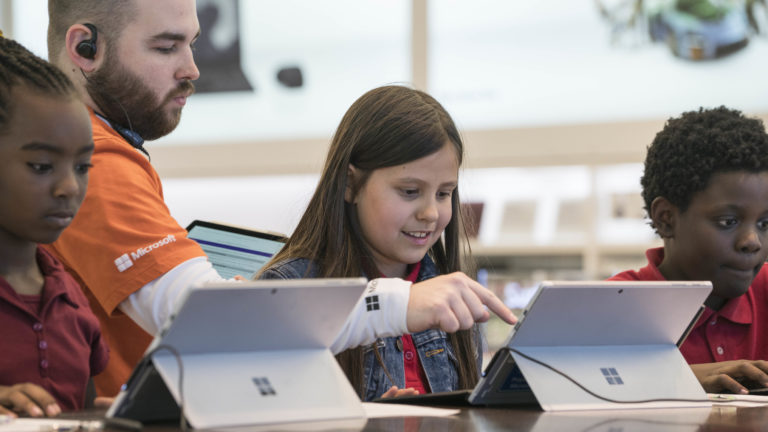 Microsoft Store offers free Summer Camps where students learn the basics of building video games and are introduced to computer science fundamentals and video game concepts.