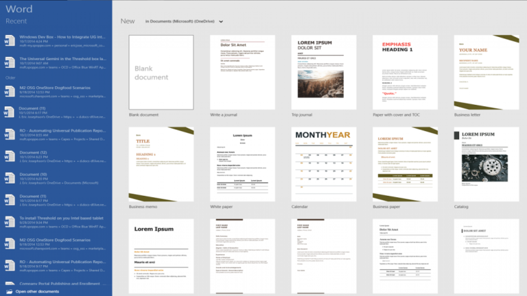 documents in Word for Windows 10