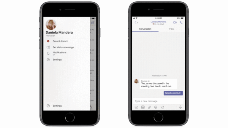 Phones displaying message delegation in Teams
