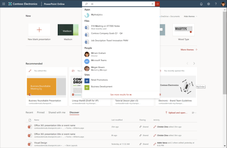 Microsoft Search PowerPoint Online