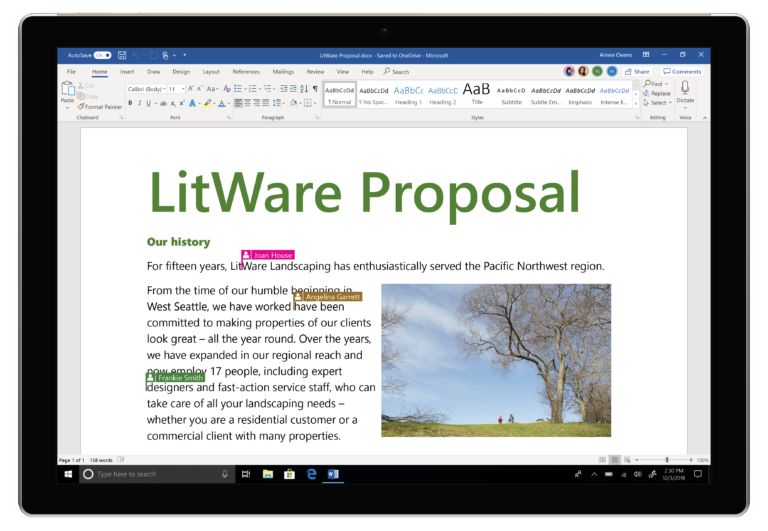 Screen displaying Word CoAuthor feature