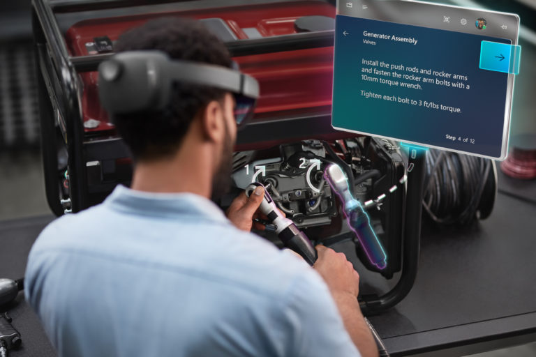 an employee learns with hololens 2