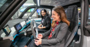 Deb Cupp in FEV's SVEN vehicle at IAA