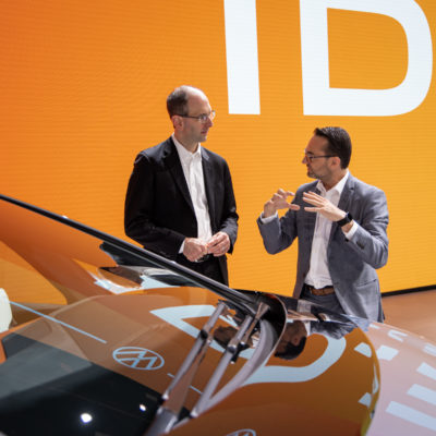 Scott Guthrie and Christian Senger with VW ID 3