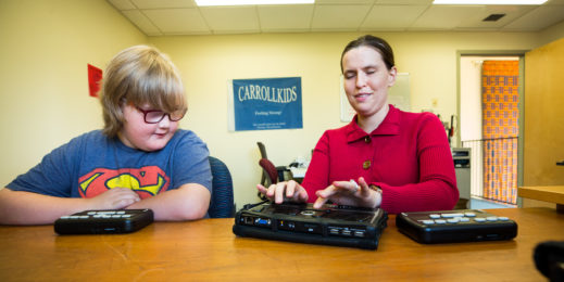 Braille devices being demonstrated