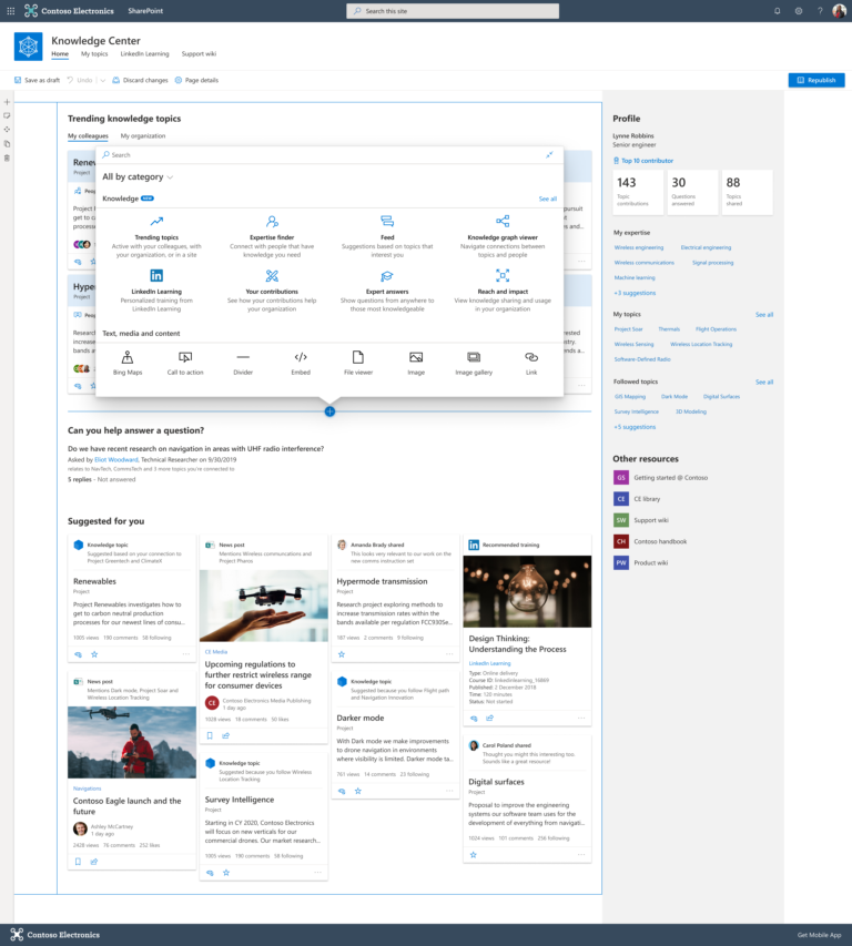 Knowledge Center Web Part Toolbox