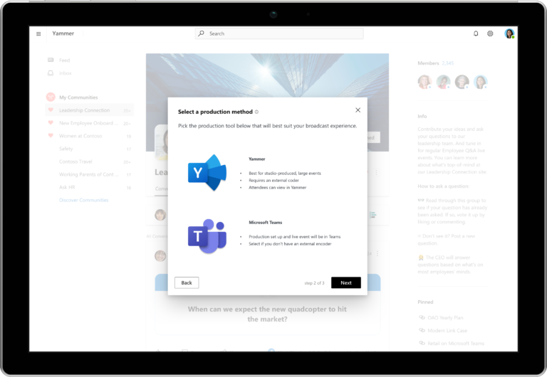 Live Event Production Teams Yammer