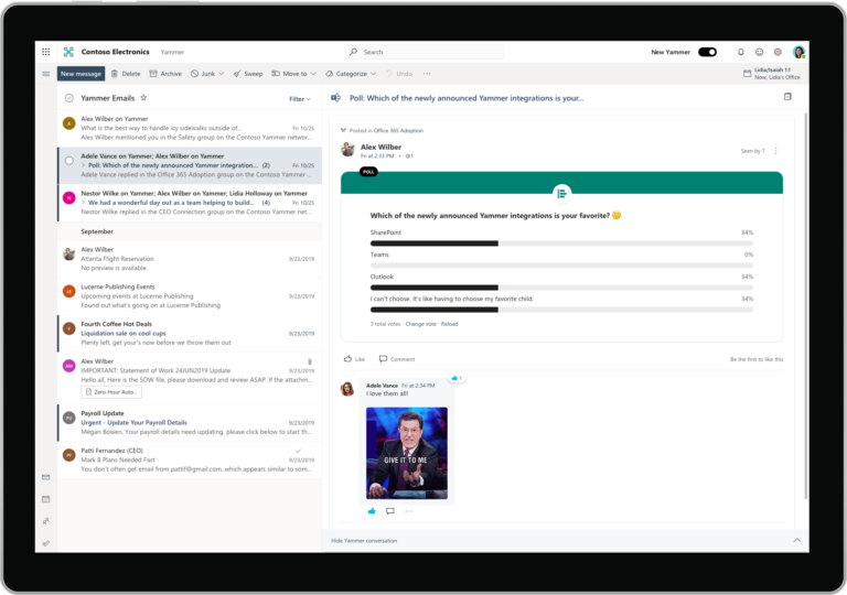 Yammer in Outlook poll