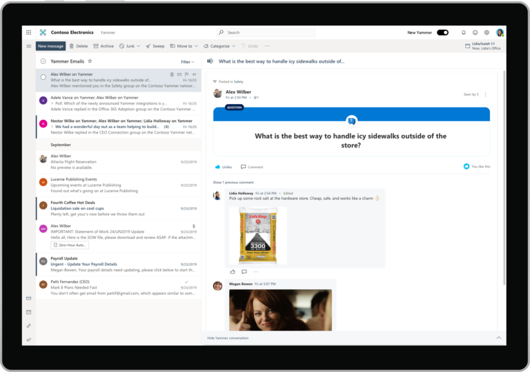 Yammer in Outlook question