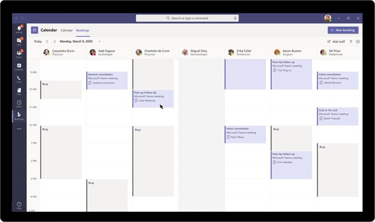 Bookings in Teams_Calendar View