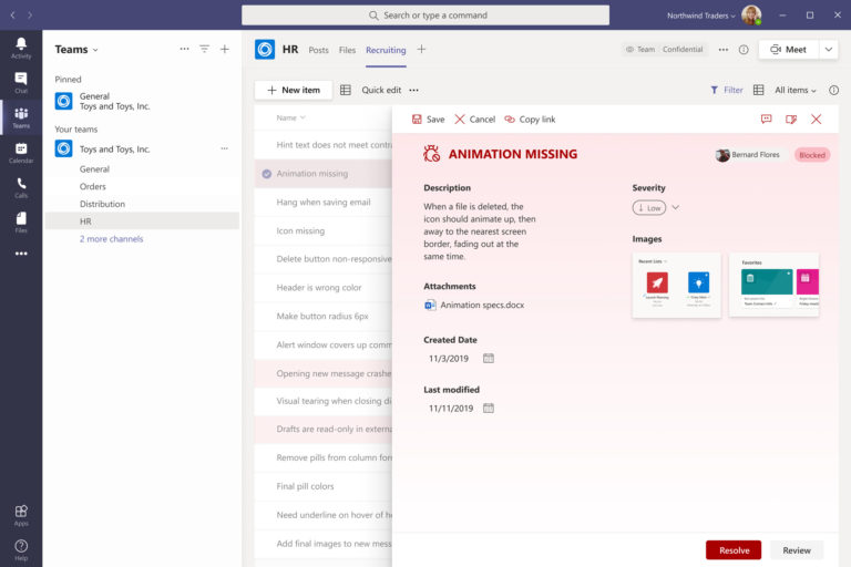 Microsoft Lists: list with Power Apps in Teams
