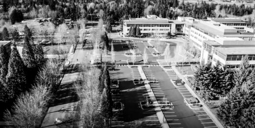 Aerial view of Microsoft campus