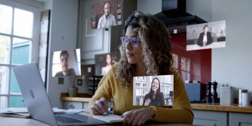 Woman surrounded by images